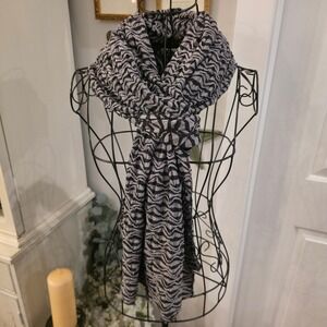 PHOENIX OS‎ 82"x16" Textured Black Gray Scarf Made in USA Artisanal Boho Goth